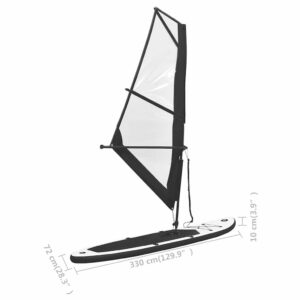 vidaXL Stand Up Paddleboard Set Aufblasbar mit Segel Tragetasche SUP Board Surfbrett Surfboard Paddling ISUP Schwarz Weiß 330x72x10cm - Image 2