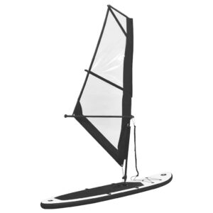 vidaXL Stand Up Paddleboard Set Aufblasbar mit Segel Tragetasche SUP Board Surfbrett Surfboard Paddling ISUP Schwarz Weiß 330x72x10cm - Image 8