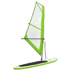 vidaXL Stand Up Paddleboard Set Aufblasbar mit Segel Tragetasche SUP Board Surfbrett Surfboard Paddling ISUP Grün Weiß 330x72x10cm - Image 8