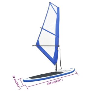 vidaXL Stand Up Paddleboard Set mit Segel Tragetasche Aufblasbar SUP Paddle Paddling Board Paddelbrett Surfboard Windsurf Rigg Blau Weiß - Image 2