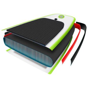 vidaXL Stand Up Paddleboard Set Aufblasbar mit Segel Tragetasche SUP Board Surfbrett Surfboard Paddling ISUP Grün Weiß 330x72x10cm - Image 7