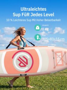 Niphean Stand up Paddling Board mit Sitz, (Ultraleichtes) SUP Board für Frauen, Standup Paddle Board mit +30% Balance StabilTrac-Finne, Anti-Rutsch Inflatable Paddle Board für Yoga&Haustierfreundlich - Image 4