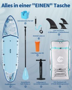 COOLCAA Mermaid SUP Board, 350cm (Extra Groß) Stand Up Paddling Board, Aufblasbares Stand-Up Paddle Board mit 86cm Extra Breit, Fishing Paddleboard mit Zubehör & Tragetasche für Adults, 210 kg - Image 5