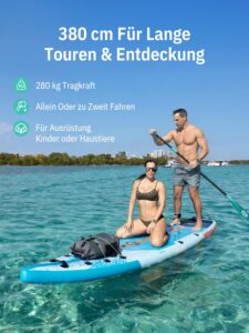 Niphean 380 cm Stand Up Paddling Board, 280 kg Tragfähigkeit Touring SUP Board mit Komplettem SUP-Zubehör&Kickpad, Stabiles Inflatable Paddle Board for Adults Racing-Surfing (Anfängerfreundlich) - Image 6