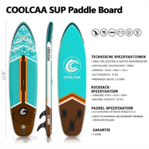 COOLCAA Dolphin Lite SUP Board, 350cm (Extra Groß) Stand Up Paddling Board, Aufblasbares Stand-Up Paddle Board mit 86cm Extra Breit, Fishing Paddleboard mit Zubehör & Tragetasche für Adults, 210 kg - Image 2