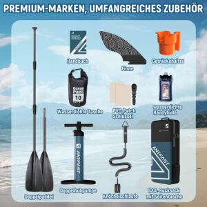 ANYFAST Inflatable Stand Up Paddle Board for Fishing - 11 x 35 Inch Wide, Ultra Stable, with Pump, Camera Mount, Children's Handle, Leash, Backpack and Accessories for Teenagers/Adults (Classic - Image 4