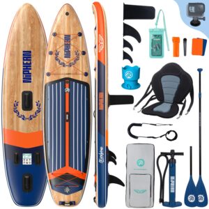 Niphean (Extra Groß) Stand Up Paddling Board, SUP für 2+1 Personen/Familien, SUP Board mit (Anfängergeeignet) StabilTrac Finne, Wasserdichte Handyhülle, Stand Up Paddle Board for Adults, Geschenkideen