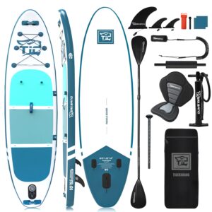 TIGERXBANG SUP Boards Stand Up Paddling Board 320x82x15cm, aufblasbare Paddle-Boards mit Doppelschläger-Paddel, Kajak-Sitz, Defender-Pro-Kollektion Blau