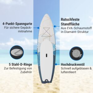 Capital Sports Aufblasbares SUP Board Set, All-Rounder SUP Board mit Aluminium Paddel, Stand Up Paddling Board für Kinder & Erwachsene, Paddle Board Aufblasbar mit Tasche & Pumpe, 305cm/10ft - Image 3