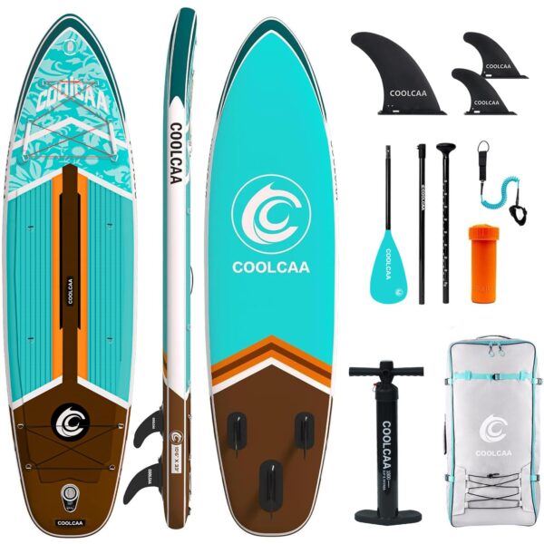 COOLCAA Dolphin Lite SUP Board, 350cm (Extra Groß) Stand Up Paddling Board, Aufblasbares Stand-Up Paddle Board mit 86cm Extra Breit, Fishing Paddleboard mit Zubehör & Tragetasche für Adults, 210 kg