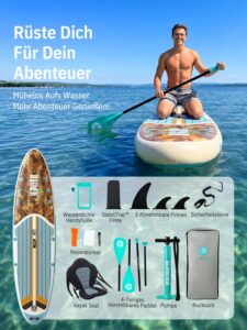 Niphean Stand up Paddling Board mit Sitz und Allem Zubehör, 320cm Paddleboard für Aller Fähigkeitsniveaus, SUP Board 200kg Tragkraft für 2 Personen, Standup Paddle Board for Adults - Image 8