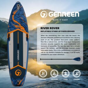 GENREEN (Extra Groß) Stand up Paddle Board für Aller Fähigkeitsniveaus, 335x86cm Aufblasbare Paddleboard für Adults mit Allem Zubehör, SUP Board mit Cam Halterung, 3 Finnen (Ocean Blue W/Kayak Seat) - Image 2
