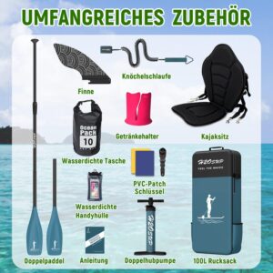 H2OSUP Stand Up Paddling Board-15 cm Dick Aufblasbares SUP Board,mit Rucksack,Haltbares Paddle Board Zubehör - Image 5