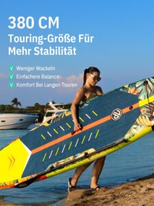 Niphean 380 cm Stand Up Paddling Board, 280 kg Tragfähigkeit Touring SUP Board mit Komplettem SUP-Zubehör&Kickpad, Stabiles Inflatable Paddle Board for Adults Racing-Surfing (Anfängerfreundlich) - Image 5