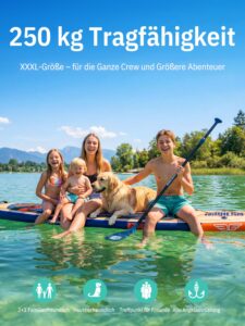 Niphean (Extra Groß) Stand Up Paddling Board, SUP für 2+1 Personen/Familien, SUP Board mit (Anfängergeeignet) StabilTrac Finne, Wasserdichte Handyhülle, Stand Up Paddle Board for Adults, Geschenkideen - Image 4