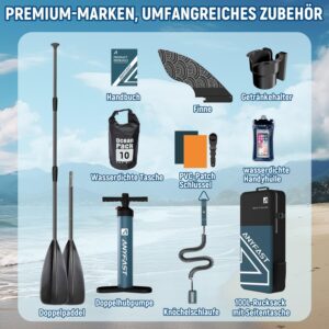 ANYFAST Stand Up Paddleboard, Inflatable, 3.35m x 89cm, 204kg Capacity, Wide, Ultra Stable, Non-Slip, with Pump, Camera Mount, Kid Handle, Leash, Backpack, Accessories (Grün-Ägypten) - Image 4