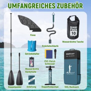 H2OSUP Stand Up Paddling Board-15 cm Dick Aufblasbares SUP Board,mit Rucksack,Haltbares Paddle Board Zubehör - Image 5