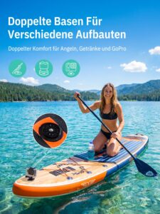 Niphean (Extra Groß) Stand Up Paddling Board, SUP für 2+1 Personen/Familien, SUP Board mit (Anfängergeeignet) StabilTrac Finne, Wasserdichte Handyhülle, Stand Up Paddle Board for Adults, Geschenkideen - Image 6