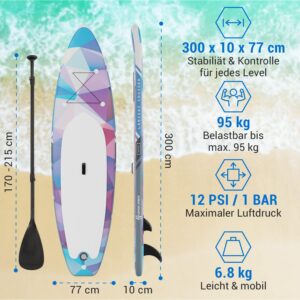 Capital Sports Aufblasbares SUP Board Set, All-Rounder SUP Board mit Aluminium Paddel, Stand Up Paddling Board für Kinder & Erwachsene, Paddle Board Aufblasbar mit Tasche & Pumpe, 305cm/10ft - Image 6