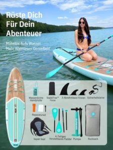 Niphean Stand up Paddling Board mit Sitz und Allem Zubehör, 320cm Paddleboard für Aller Fähigkeitsniveaus, SUP Board 200kg Tragkraft für 2 Personen, Standup Paddle Board for Adults - Image 8