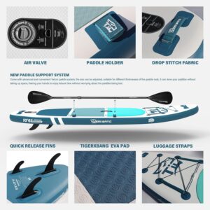 TIGERXBANG SUP Boards Stand Up Paddling Board 320x82x15cm, aufblasbare Paddle-Boards mit Doppelschläger-Paddel, Kajak-Sitz, Defender-Pro-Kollektion Blau - Image 6