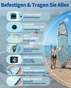 COOLCAA Mermaid SUP Board, 350cm (Extra Groß) Stand Up Paddling Board, Aufblasbares Stand-Up Paddle Board mit 86cm Extra Breit, Fishing Paddleboard mit Zubehör & Tragetasche für Adults, 210 kg - Image 6