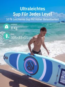 Niphean Stand up Paddling Board mit Sitz, (Ultraleichtes) SUP Board für Frauen, Standup Paddle Board mit +30% Balance StabilTrac-Finne, Anti-Rutsch Inflatable Paddle Board für Yoga&Haustierfreundlich - Image 4