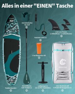 COOLCAA Mermaid SUP Board, 350cm (Extra Groß) Stand Up Paddling Board, Aufblasbares Stand-Up Paddle Board mit 86cm Extra Breit, Fishing Paddleboard mit Zubehör & Tragetasche für Adults, 210 kg - Image 5