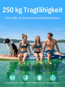 Niphean (Extra Groß) Stand Up Paddling Board, SUP für 2+1 Personen/Familien, SUP Board mit (Anfängergeeignet) StabilTrac Finne, Wasserdichte Handyhülle, Stand Up Paddle Board for Adults, Geschenkideen - Image 4