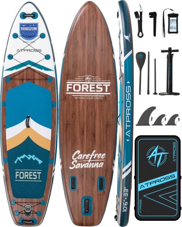ATPROSS Stand Up Paddling Board mit Zubehör Set, 320x84cm Extra Breit SUP Board für 2 Personen, 200kg Tragkraft, Rutschfestes Stand Up Paddle zum Surfen