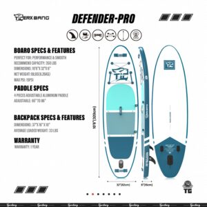 TIGERXBANG SUP Boards Stand Up Paddling Board 320x82x15cm, aufblasbare Paddle-Boards mit Doppelschläger-Paddel, Kajak-Sitz, Defender-Pro-Kollektion Blau - Image 2