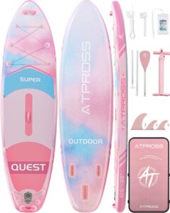 ATPROSS Stand Up Paddling Board mit Zubehör Set, 320x84cm Extra Breit SUP Board für 2 Personen, 200kg Tragkraft, Rutschfestes Stand Up Paddle zum Surfen