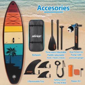 ALLPICK Premium SUP Board Set, Stand Up Paddling Board Aufblasbar, Mit Universal Kamerahalterung, Komplettes Zubehör, Verstellbares Paddel, Anfänger und Fortgeschrittene, 150kg/180kg, OrangeAbendröte - Image 6