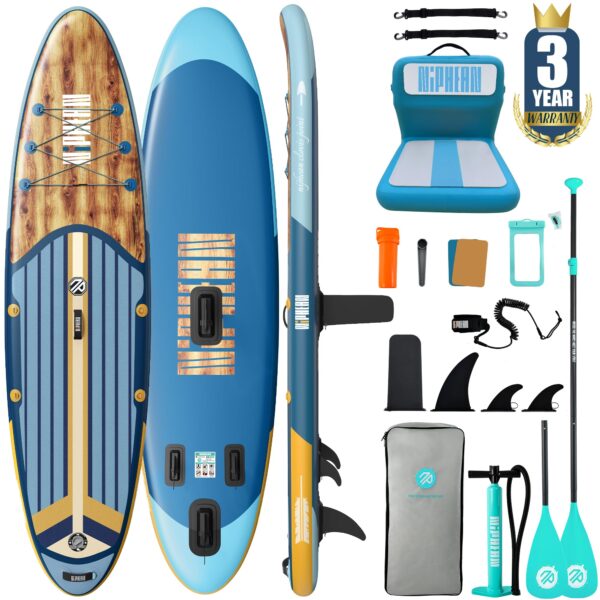 Niphean Stand up Paddling Board mit Sitz und Allem Zubehör, 320cm Paddleboard für Aller Fähigkeitsniveaus, SUP Board 200kg Tragkraft für 2 Personen, Standup Paddle Board for Adults