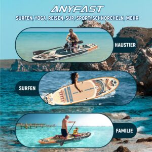 ANYFAST Stand Up Paddleboard, Inflatable, 3.35m x 89cm, 204kg Capacity, Wide, Ultra Stable, Non-Slip, with Pump, Camera Mount, Kid Handle, Leash, Backpack, Accessories (Grün-Ägypten) - Image 8