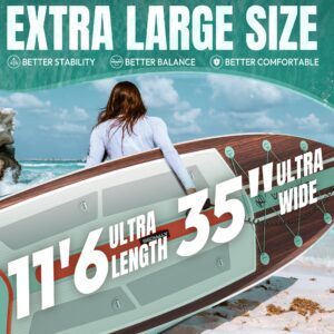 ATPROSS 350x89x15cm Inflatable Paddle Board, 200kg Extra Wide Stand Up Paddleboard for Adults with Premium SUP Accessories Kit & Backpack, Blow Up Kayak Non-Slip Stable Deck Boat for Yoga Fishing Surf - Image 3