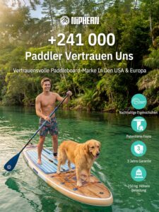 Niphean (Extra Groß) Stand Up Paddling Board, SUP für 2+1 Personen/Familien, SUP Board mit (Anfängergeeignet) StabilTrac Finne, Wasserdichte Handyhülle, Stand Up Paddle Board for Adults, Geschenkideen - Image 3