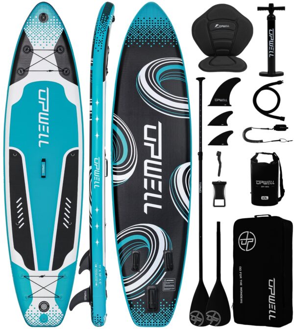 UPWELL 335x86x15cm Aufblasbares Stand Up Paddling Board mit Sitz, SUP Board Standup Paddle Board Paddleboard, Cyclone