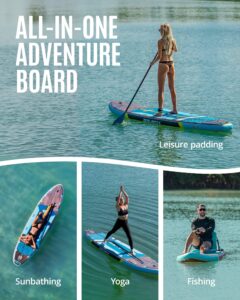 ZLX 350cm Extra Groß Stand Up Paddle Board mit Sitz Große Tragfähigkeit 550LB Inflatable SUP Board für Erwachsene Anfängerfreundlich Stabiles Anti-Rutsch-Deck (Schwarz-2) - Image 6