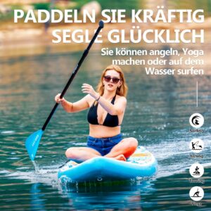 Premium SUP Board Set, Stand Up Paddling Board Aufblasbar mit Flossen, Knochleine, SUP Pump, Paddel, Sup-Rucksack, Für Erwachsene und Aller Könnensstufen, Belastbar bis 210 kg - Image 4