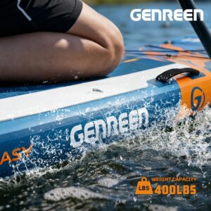 GENREEN (Extra Groß) Stand up Paddle Board für Aller Fähigkeitsniveaus, 335x86cm Aufblasbare Paddleboard für Adults mit Allem Zubehör, SUP Board mit Cam Halterung, 3 Finnen (Ocean Blue W/Kayak Seat) - Image 7