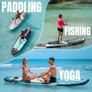ATPROSS 350x89x15cm Inflatable Paddle Board, 200kg Extra Wide Stand Up Paddleboard for Adults with Premium SUP Accessories Kit & Backpack, Blow Up Kayak Non-Slip Stable Deck Boat for Yoga Fishing Surf - Image 7