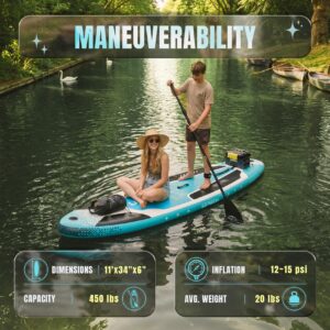 UPWELL 335x86x15cm Aufblasbares Stand Up Paddling Board mit Sitz, SUP Board Standup Paddle Board Paddleboard, Cyclone - Image 2