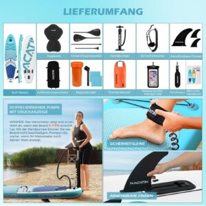 Paddleboards für Erwachsene, NACATIN Aufblasbares Stand Up Paddle Board mit 10'6" SUP Paddleboard, verstellbarem Paddel, Pumpe, Rucksack, Trockensack, ideal für alle Könnerstufen - Image 4