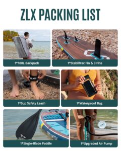 ZLX 350cm Extra Groß Stand Up Paddle Board mit Sitz Große Tragfähigkeit 550LB Inflatable SUP Board für Erwachsene Anfängerfreundlich Stabiles Anti-Rutsch-Deck (Schwarz-2) - Image 8