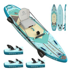 iTAOSTAR C03A 35" Super Wide Paddle Board, mehr Spaß aufblasbares Paddelbrett mit 5 Flossen, 12 Fuß Stand Up Paddle Board mit Premium-SUP-Zubehör für Erwachsene Aller Könnensstufen