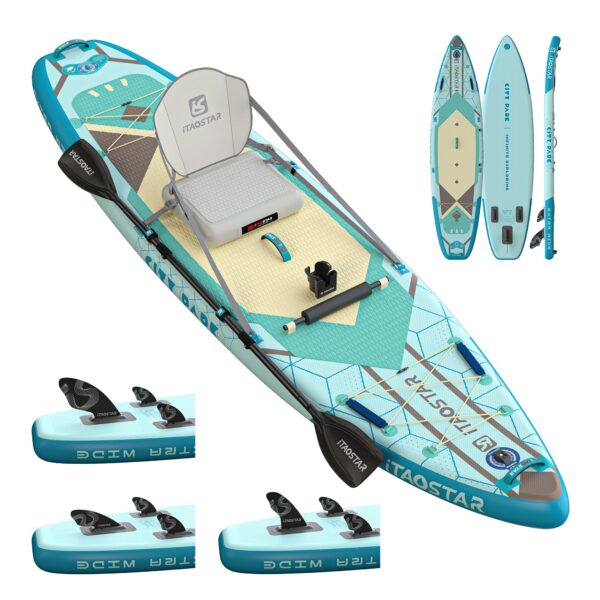 iTAOSTAR C03A 35" Super Wide Paddle Board, mehr Spaß aufblasbares Paddelbrett mit 5 Flossen, 12 Fuß Stand Up Paddle Board mit Premium-SUP-Zubehör für Erwachsene Aller Könnensstufen