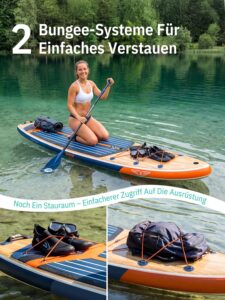 Niphean (Extra Groß) Stand Up Paddling Board, SUP für 2+1 Personen/Familien, SUP Board mit (Anfängergeeignet) StabilTrac Finne, Wasserdichte Handyhülle, Stand Up Paddle Board for Adults, Geschenkideen - Image 7
