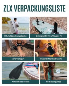 ZLX Stand Up Paddling Board 350x89cm,SUP Board Set,Stand Up Paddle mit Einzigartige Mittelfinne,Rutschfester Deckpad,Standup Paddle Board 250kg Tragkraft,für Erwachsene,Anfänger,alle Könnensstufen - Image 8