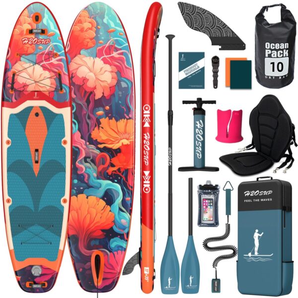 H2OSUP Stand Up Paddling Board-15 cm Dick Aufblasbares SUP Board,mit Rucksack,Haltbares Paddle Board Zubehör